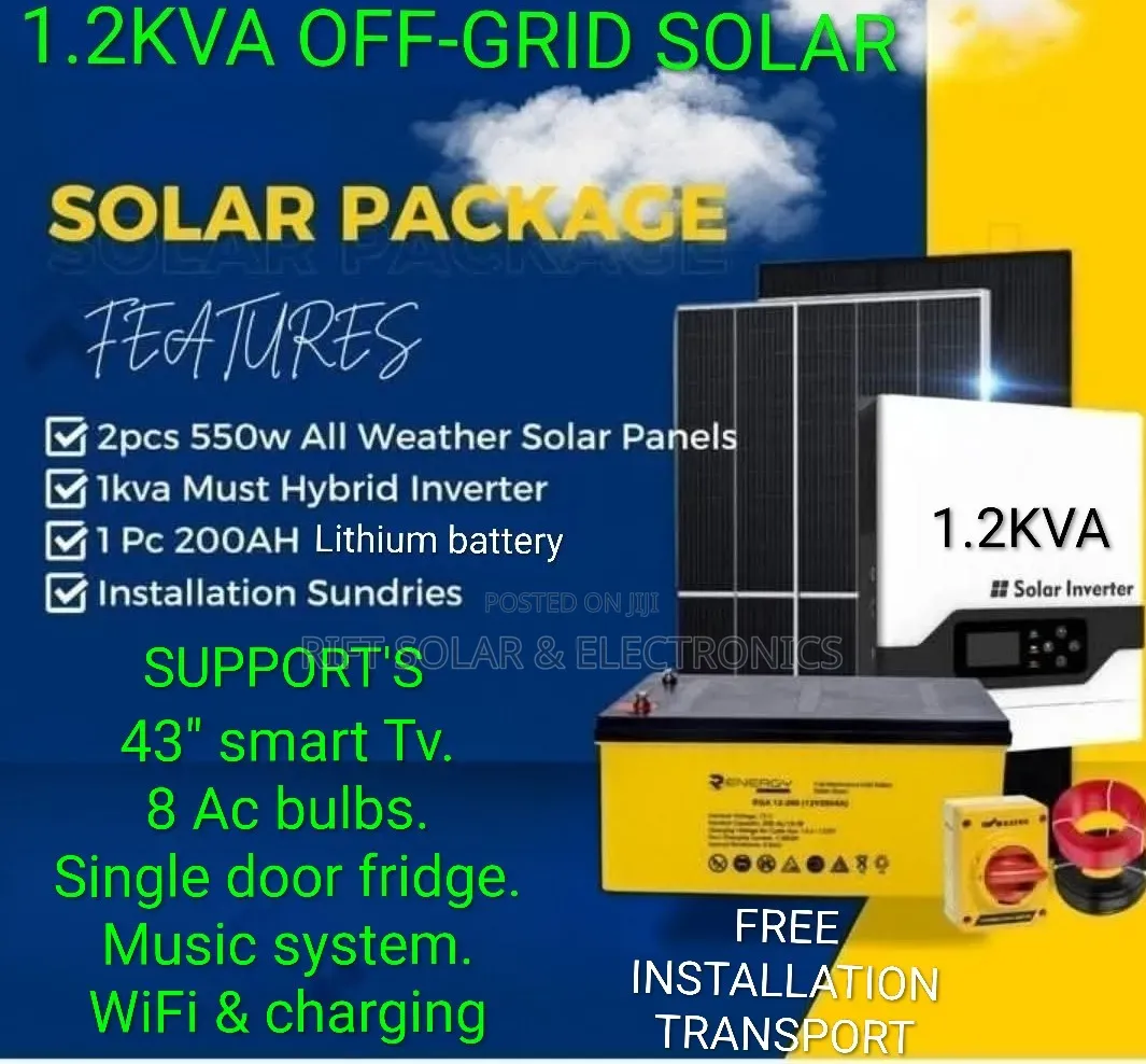 1.2kva Home Solar Solution Free Installation and Transport