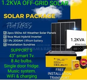 1.2kva Home Solar Solution Free Installation and Transport