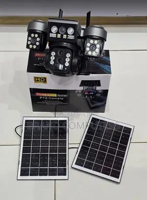 V380 4g Simcard Triple Lens Solar PTZ Camera With Dual Panels