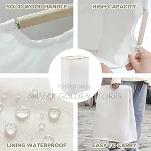 Large Capacity Laundry Hampers With Bamboo Handles