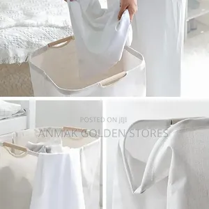 Large Capacity Laundry Hampers With Bamboo Handles