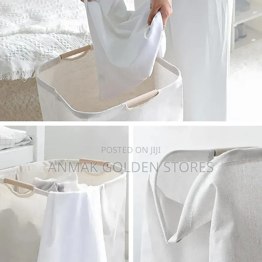Large Capacity Laundry Hampers With Bamboo Handles