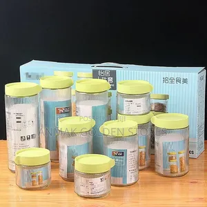 *10pc Ribbed Glass Jar Storage Set