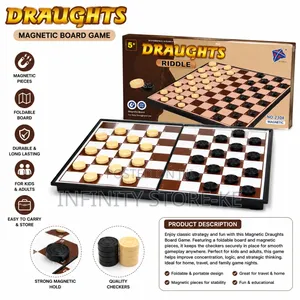 Magnetic Draughts Board Game – Foldable Strategy Game for Kids Adult