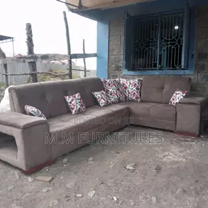 Brown L Shaped 5 Seater Sofa