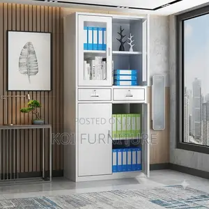 Office Caboinet; Two Doors Steel Grey Colored Filing Docs Cabinet