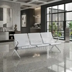 Office Bench; Three Seaters Metallic Grey- Office Front Benches