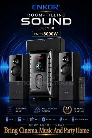 Enkor 3.1channnel Multimedia Speaker System 8000w( 1 Year Warranty)