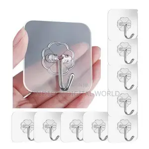 10pcs Strong Self Adhesive Transparent Wall Sticker Hooks
