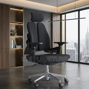 Office Chairs; Black Fabricated Orthopedic Dual Backrest Office Chairs