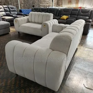 Cream Fabric Sofa Set Delivered Free: 5 Seater
