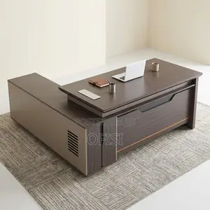 Office Desk; Modern Executive Office Desk With Side Cabinet