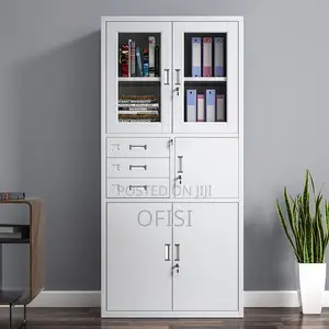 Office Cabinet; Half Glass Metallic Safe Cabinet