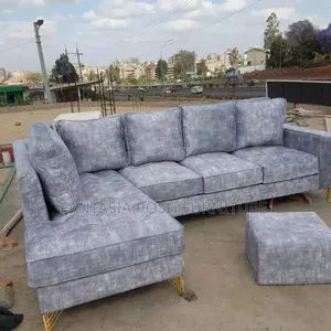 Grey L Shape 5-Seater Sofa + Ottoman