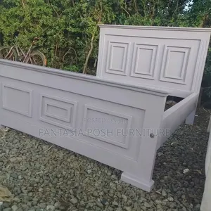 Grey Wooden 5 by 6 Panel Bed