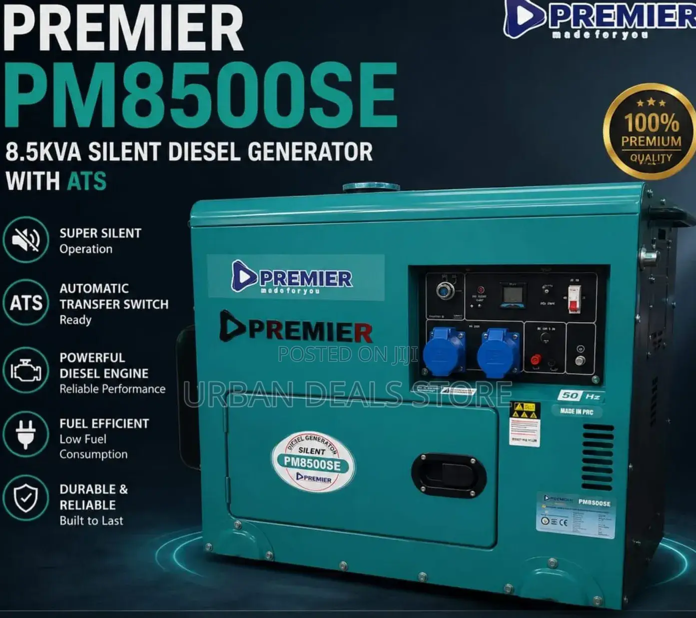 Premier 8.5kva Silent Diesel Generator With Ats
