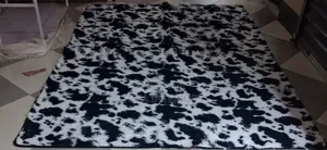 Black and White Living Room Area Rug Fluffy Carpets
