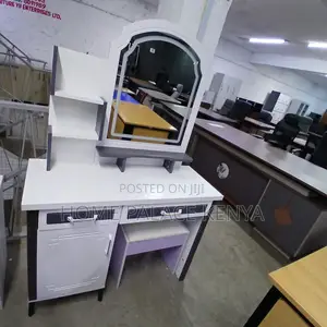 Vanity Table: White and Grey Dressing Table With Led Mirror