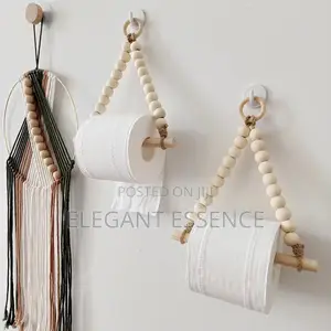 Hemp Rope Beaded Toilet Paper Holder