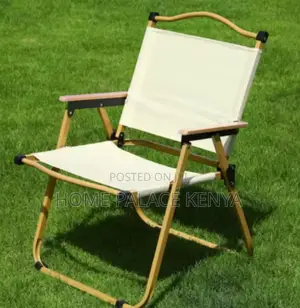 Outdoor Chair: Portable Beige Aluminium Alloy Foldable Chair