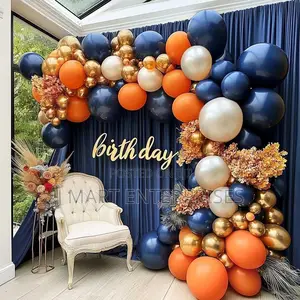 Navy Blue Orange Balloon Garland