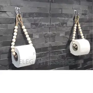 Hemp Rope Beaded Toilet Paper Holder
