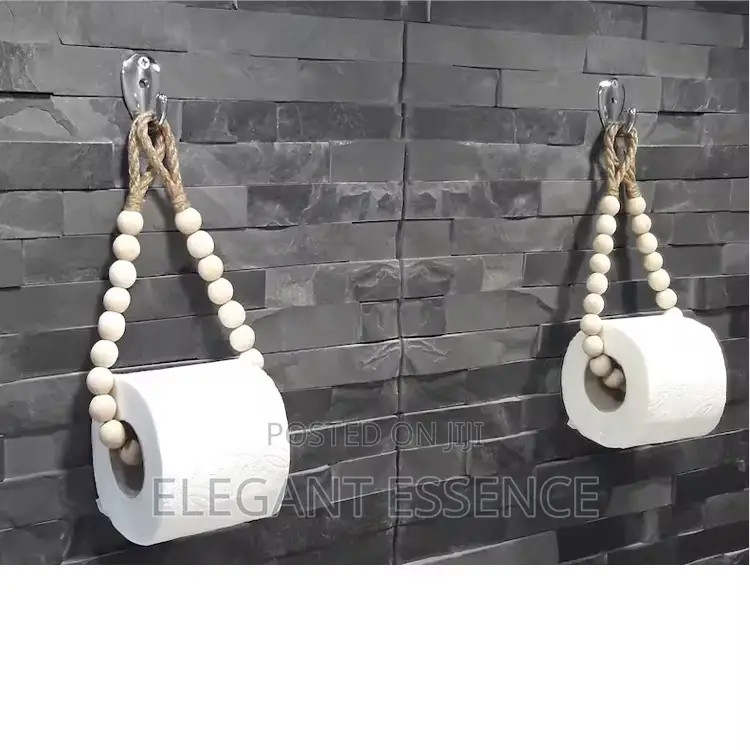 Hemp Rope Beaded Toilet Paper Holder