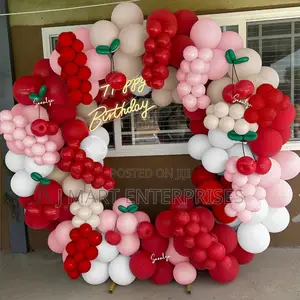 Cherry Birthday Decorations Red Pink White Balloons for Shes