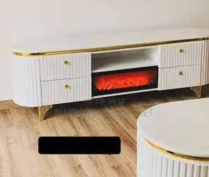 Modern Executive Tv Stand With a Functional Fire Place