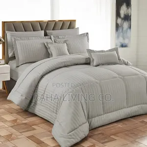 Extra King Size Cotton Striped Duvet Set | 7x8 | 4 PCS