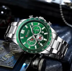 Green Face Gents Curren Chronograph Watch