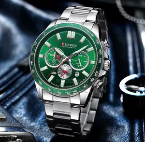 Green Face Gents Curren Chronograph Watch