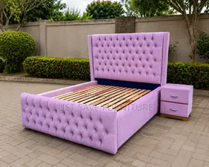 5x6 Luxury Tufted Upholstered Bed With 2-Drawer Bedside Cabinet