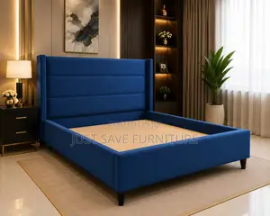 5x6 Modern Blue Upholstered Bed | Premium Velvet Bed Frame