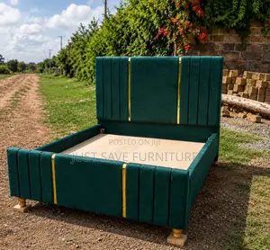 5x6 Luxury Green Velvet Bed | Modern Upholstered Bed Frame