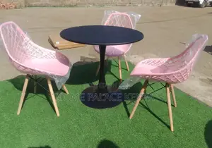 Balcony Set: Round Table Set With Mesh Back Eames Chairs