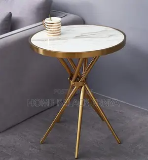 Round Table: Gold Cross Leg Base Marble Dining Table