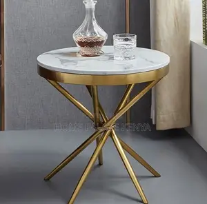 Round Table: Gold Cross Leg Base Marble Dining Table