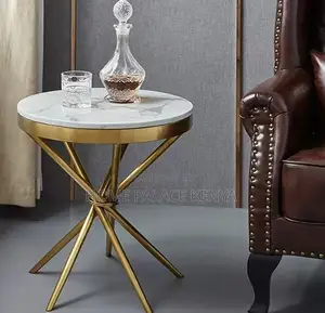 Round Table: Gold Cross Leg Base Marble Dining Table
