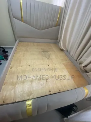 Beige Upholstered Platform Bed