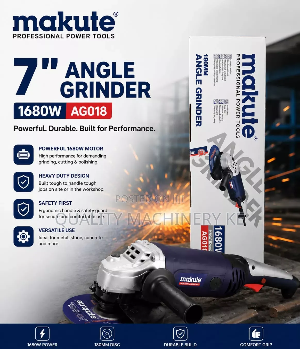 Lightweight 7" Makute Angle Grinder Electric