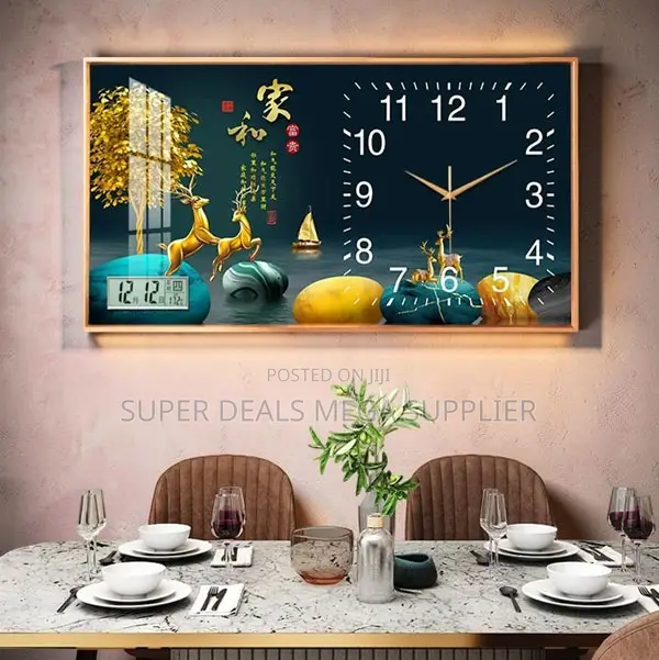 Artistic From 100x50cm Rectangular Crystal Porcelain Wall Clock Art