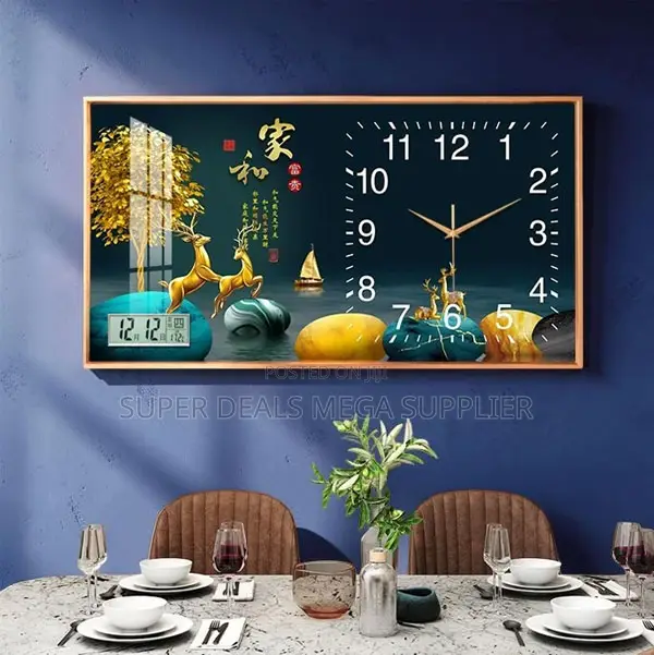 High-End From 100x50cm Rectangular Crystal Porcelain Wall Clock Art