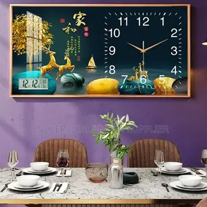 High-End From 100x50cm Rectangular Crystal Porcelain Wall Clock Art