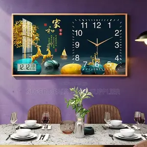 Glamorous From 100x50cm Rectangular Crystal Porcelain Wall Clock Art