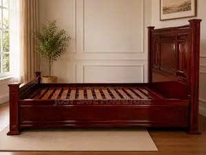 5x6 Solid Mahogany Wooden Bed | Luxury Hardwood Bed Frame