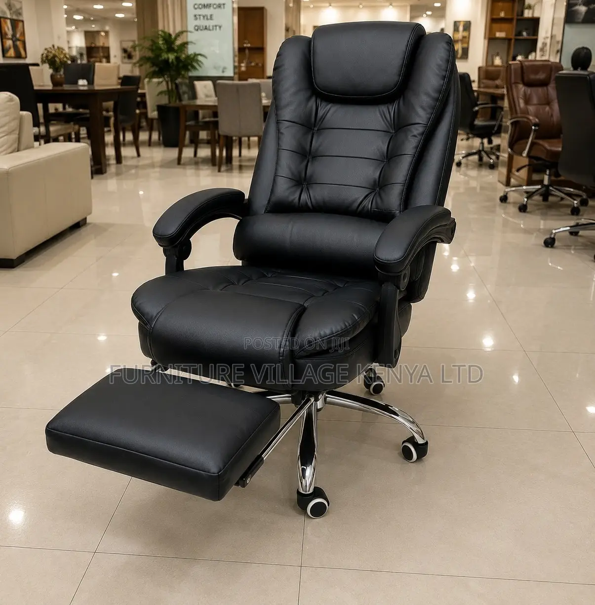 Full Leather Office Seat With Footrest