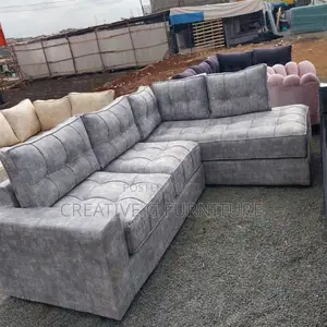 6‐Seater L‐Shaped Tufted Sofa – Modern Elegance