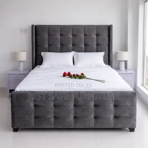 5x6 Grey Velvet Bed | Luxury Upholstered Bed Frame