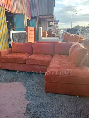 6-Seater Burnt Orange L-Shaped Sofa – Bold Comfortable